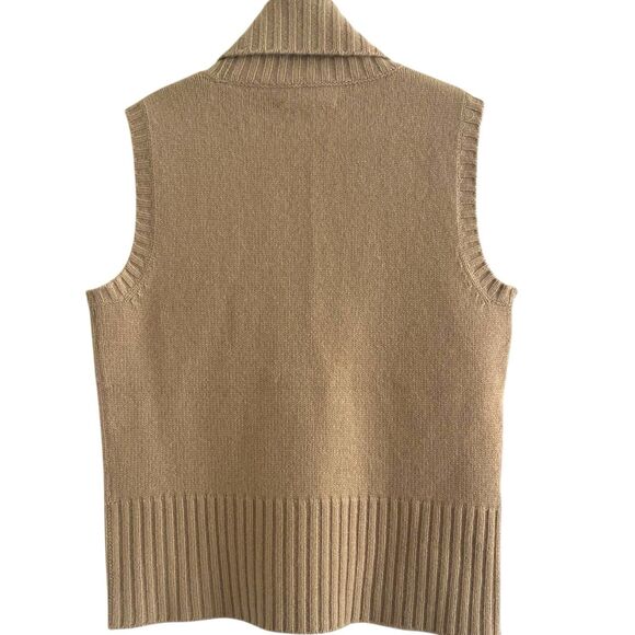 Ralph Lauren Cashmere Sleeveless Turtleneck Sweater S Tan Quiet Luxury Preppy - Picture 2 of 8
